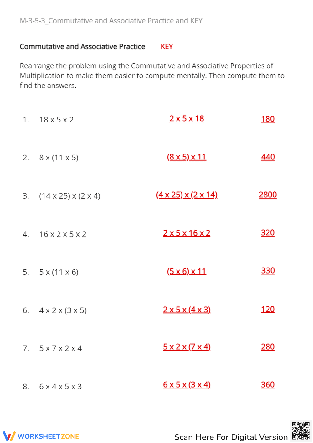 Commutative & Associative Property of Multiplication Practice - Page 2
