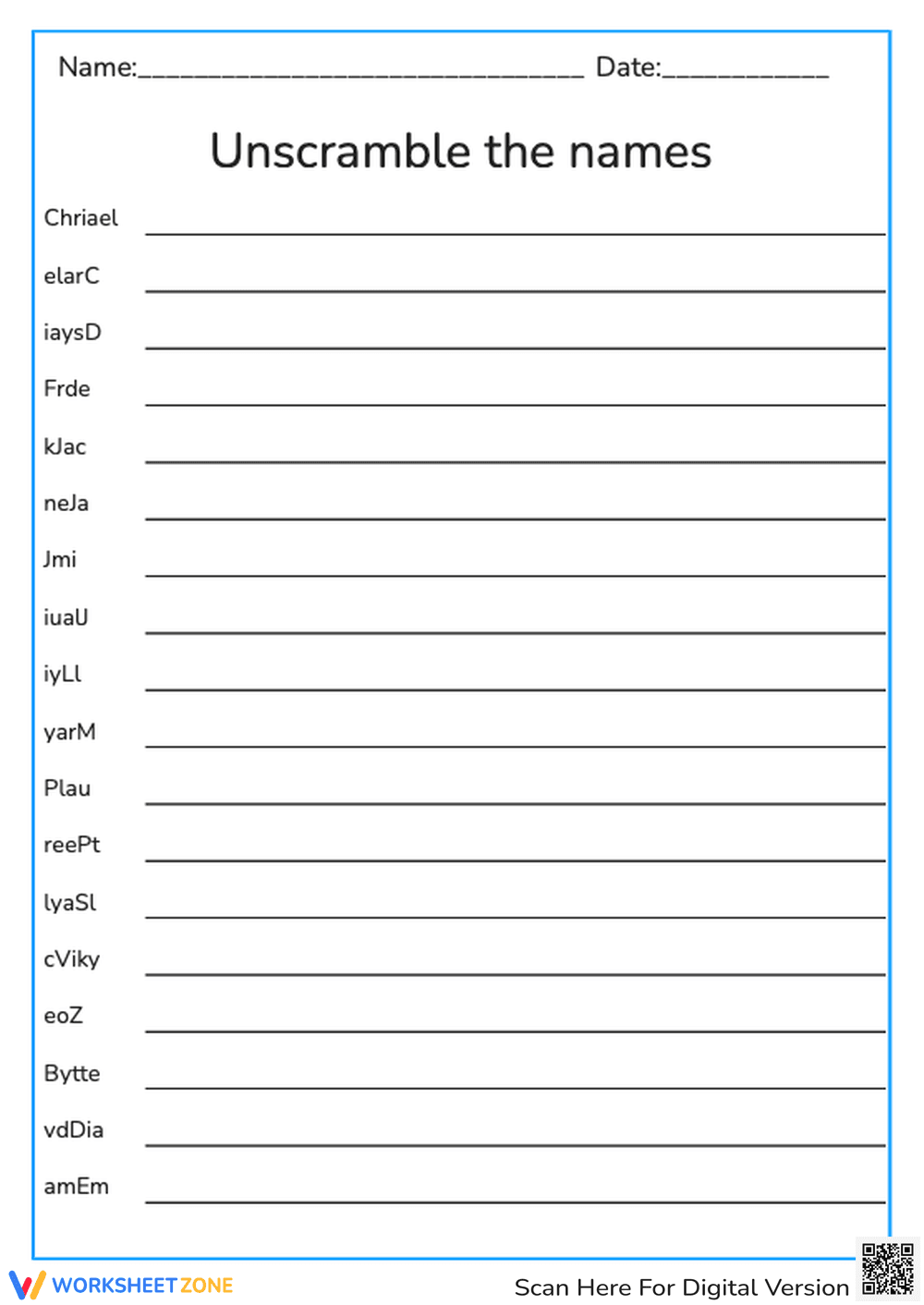 Unscramble names - Page 1