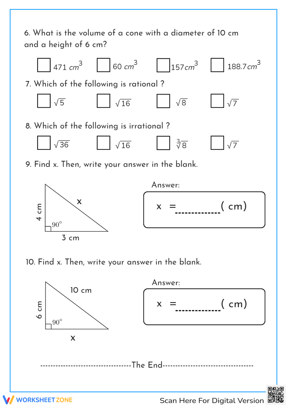 End-of-Year 6th Grade Math Test Worksheet - Page 2