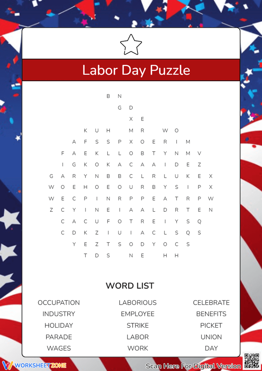 Engaging Labor Day Puzzle Worksheet! - Page 1