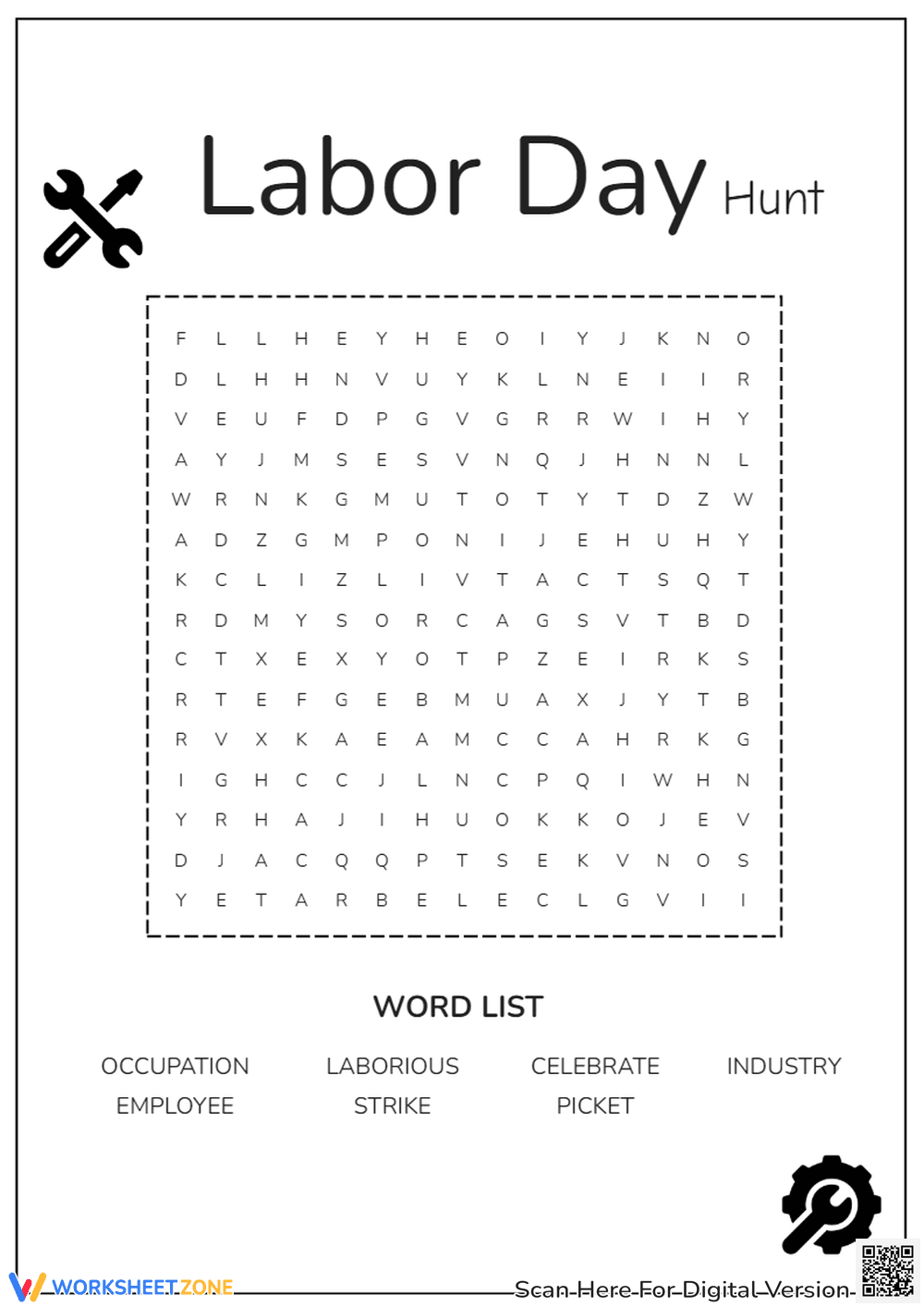 Fun Labor Day Hunt Worksheet - Page 1