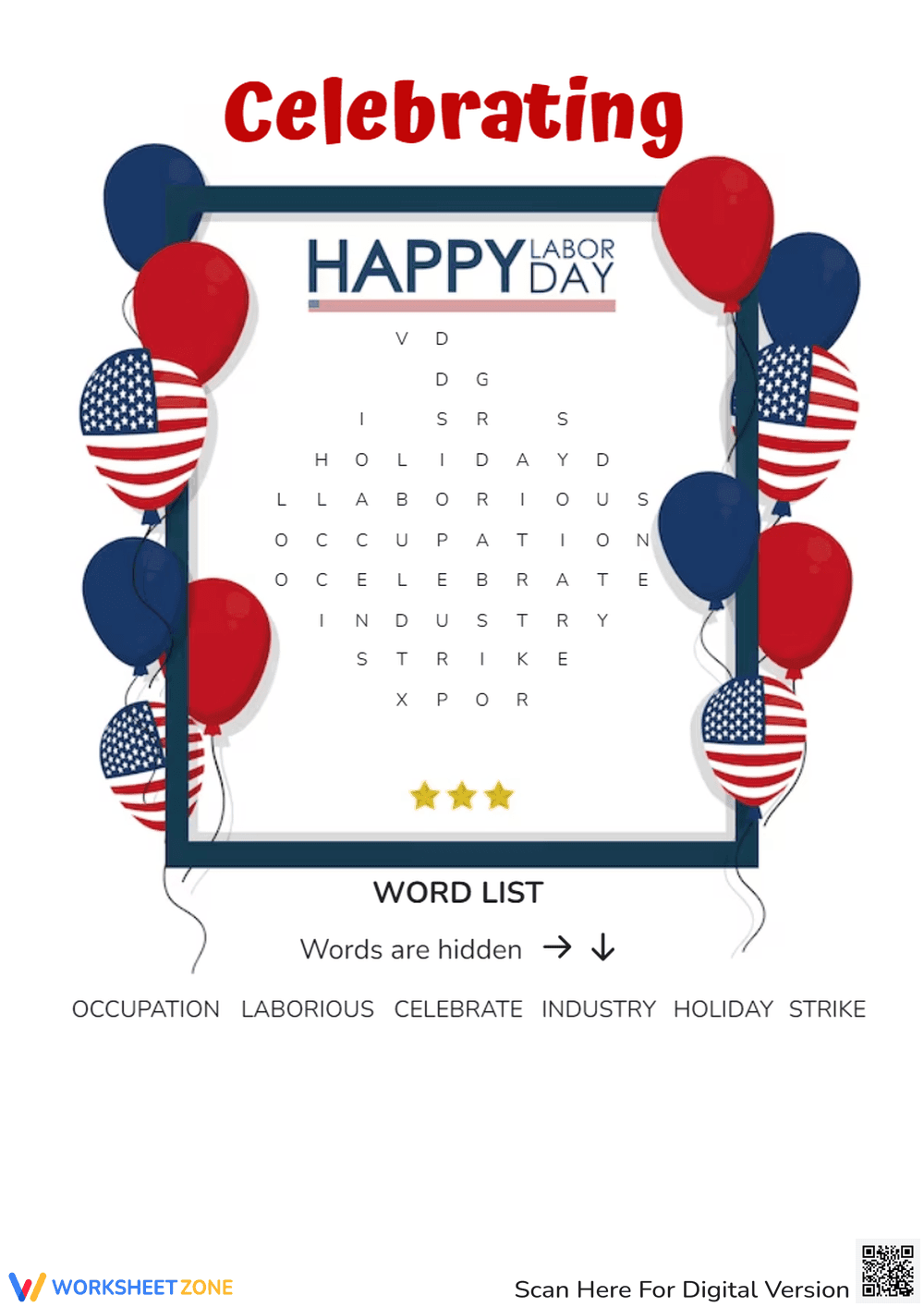 Happy Labor Day Worksheet - Page 1