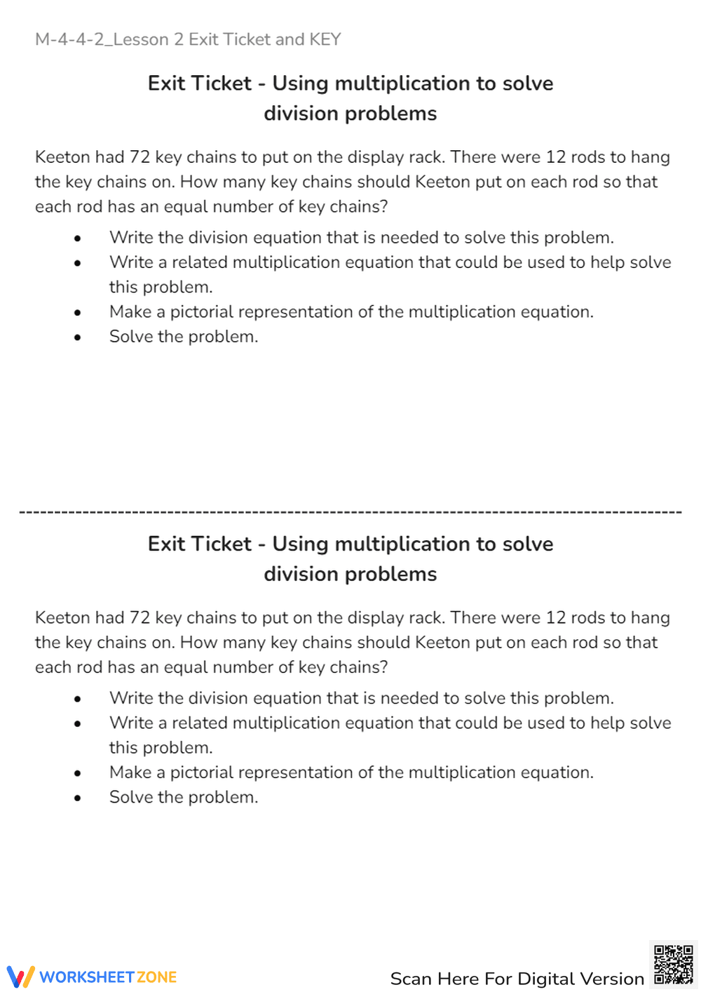 M-4-4-2_Lesson 2 Exit Ticket and KEY - Page 1