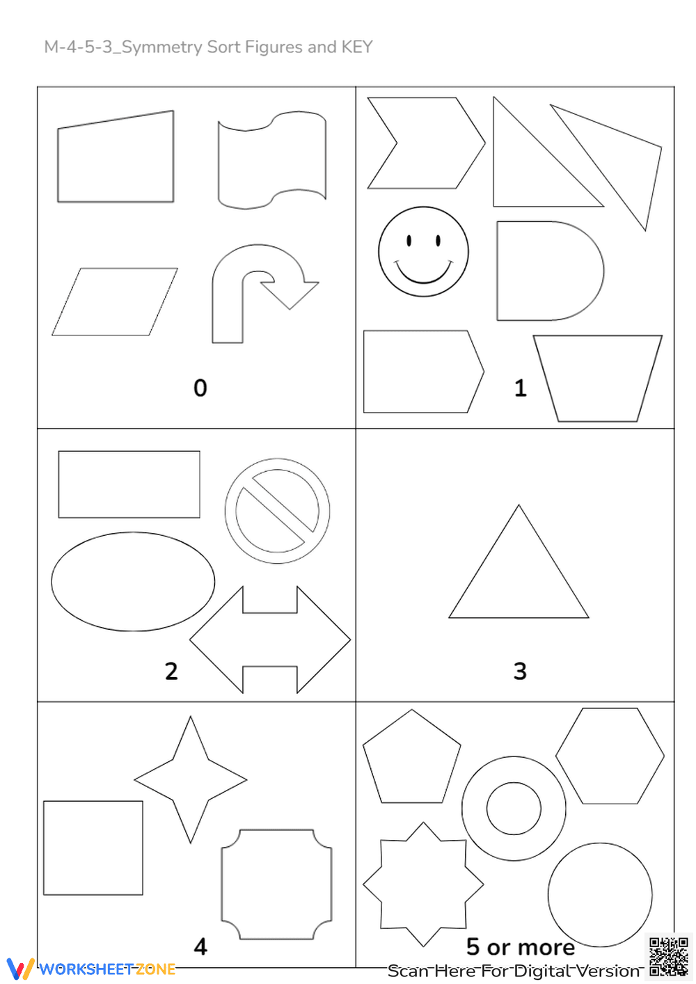 Symmetry Sort: Identify Lines of Symmetry in Shapes & Figures - Page 2