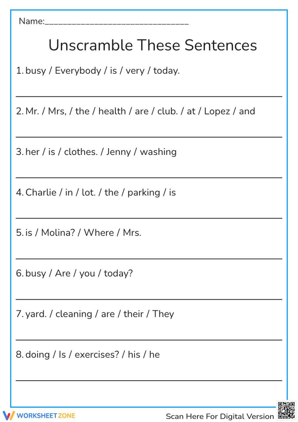 Unscramble These Sentences - Page 1