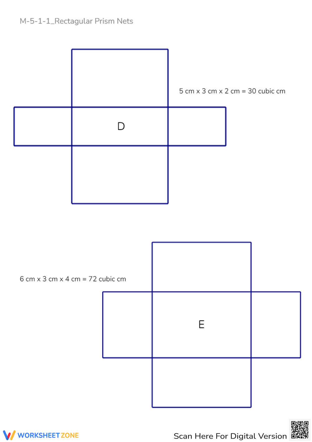 Rectangular Prism Nets & Volume - Geometry Worksheet - Page 2