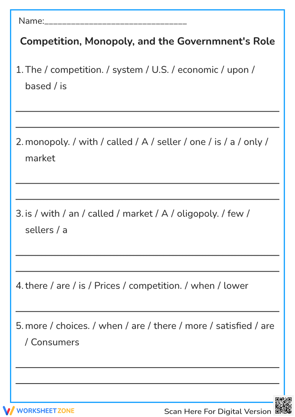 Unscramble These Sentences - Page 1