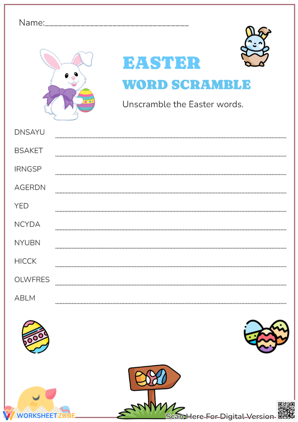 Easter Word Scramble Fun - Page 1