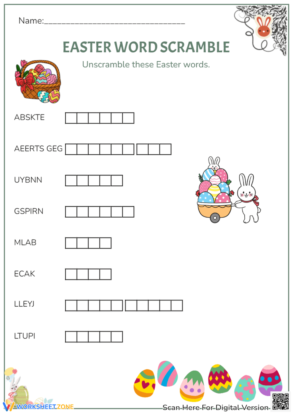 Easter Themed Word Scramble - Page 1
