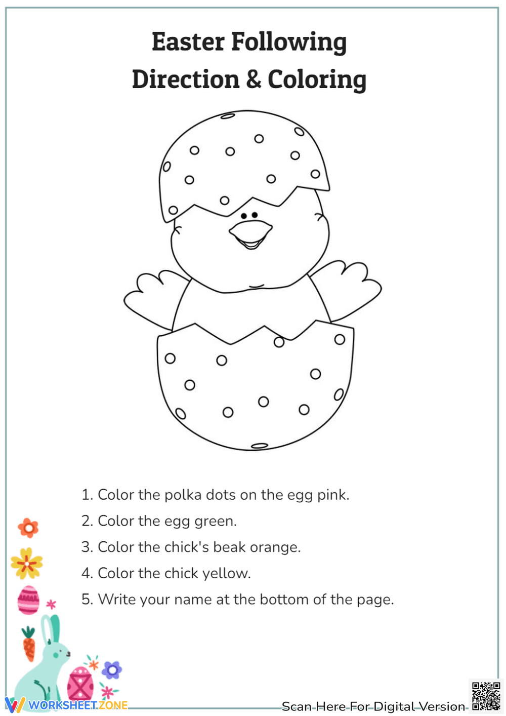 Easter Chick: Following Directions Coloring Fun! - Page 1