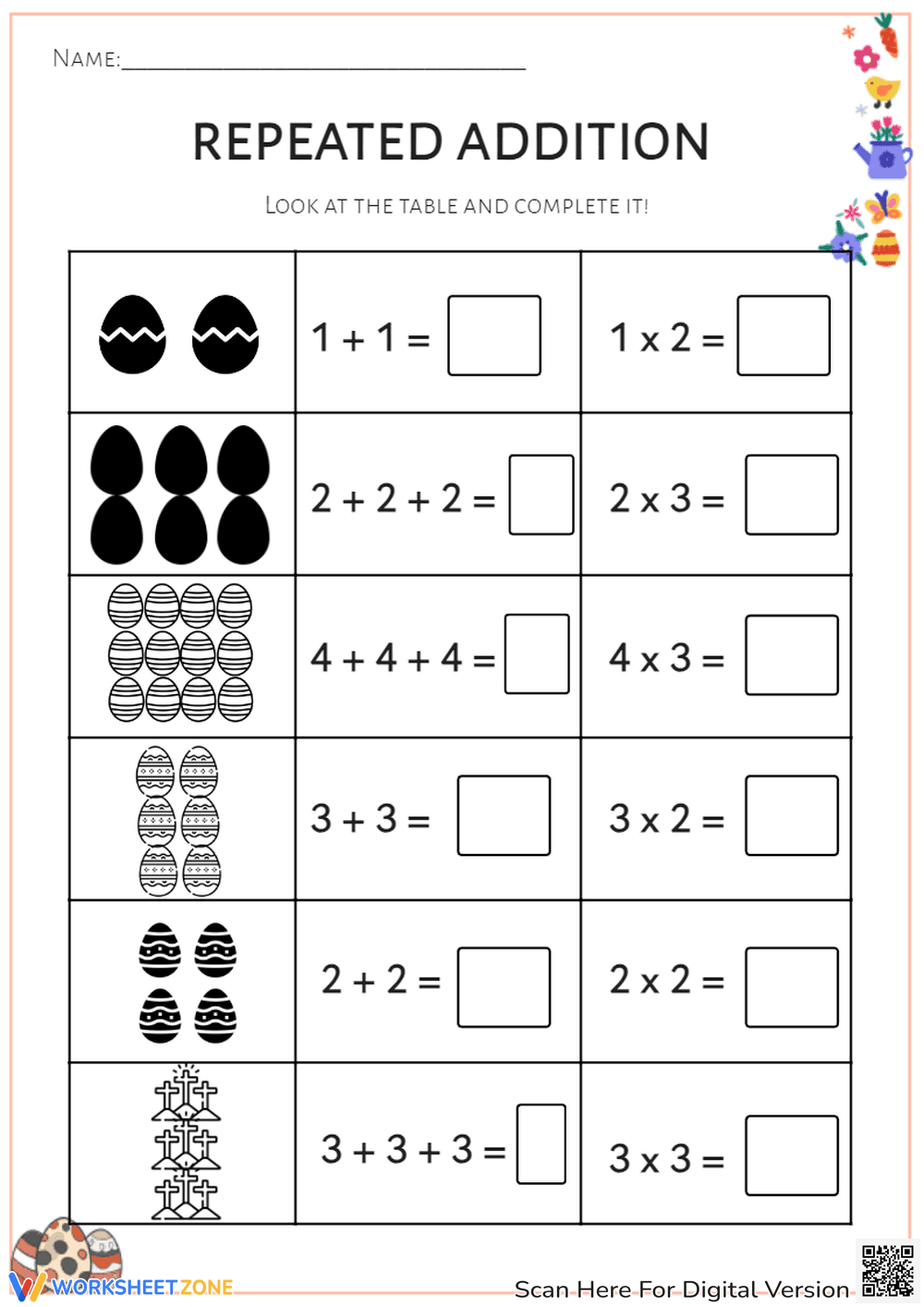Practice Repeated Addition Worksheet - Page 1
