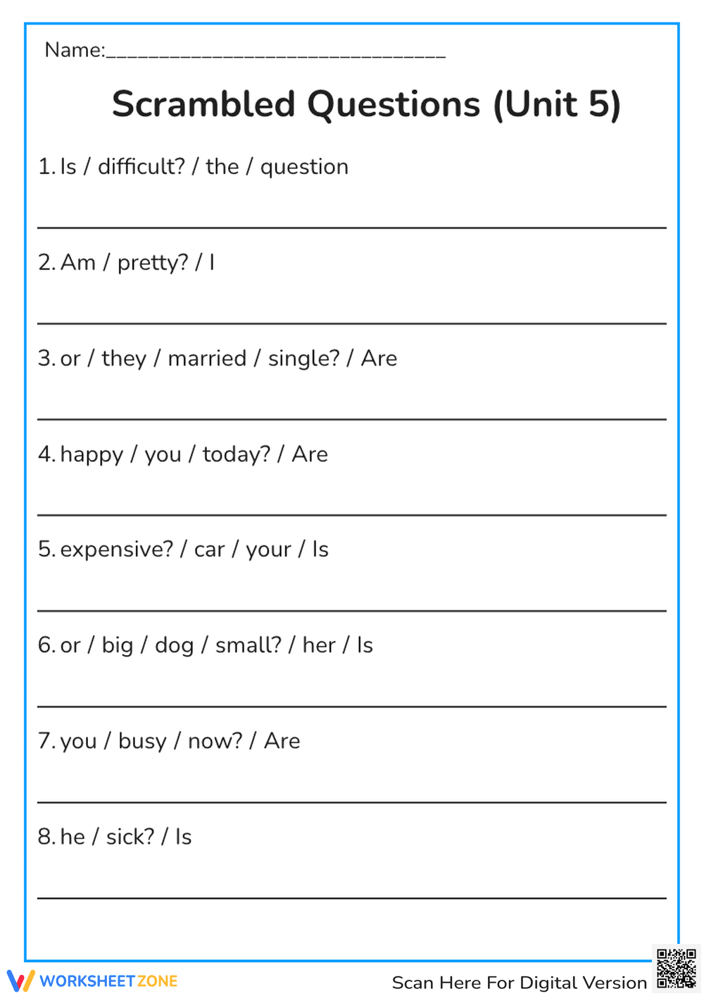 Unscramble These Sentences - Page 1