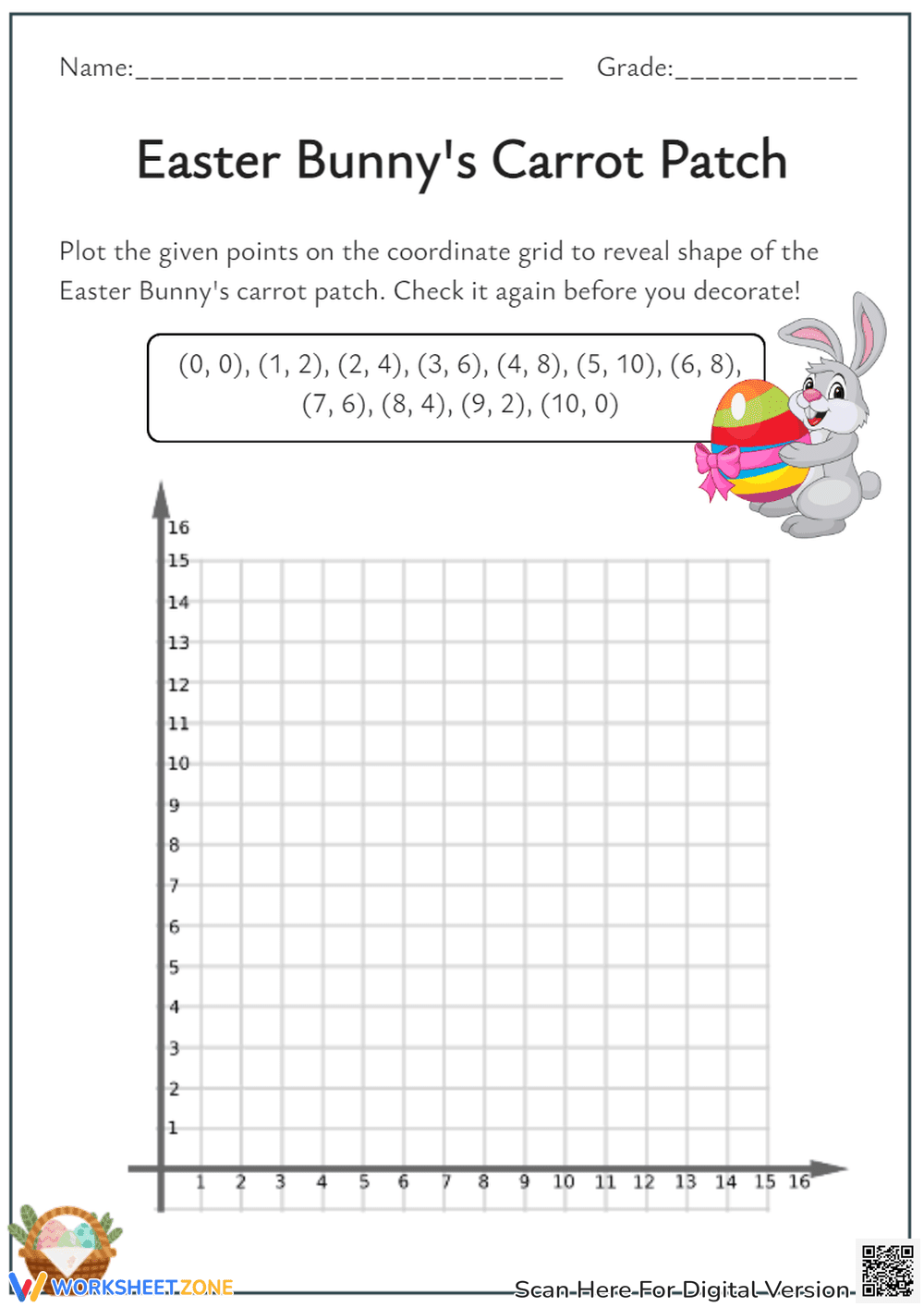 Easter Bunny Coordinate Graphing - Plot the Carrot Patch! - Page 1