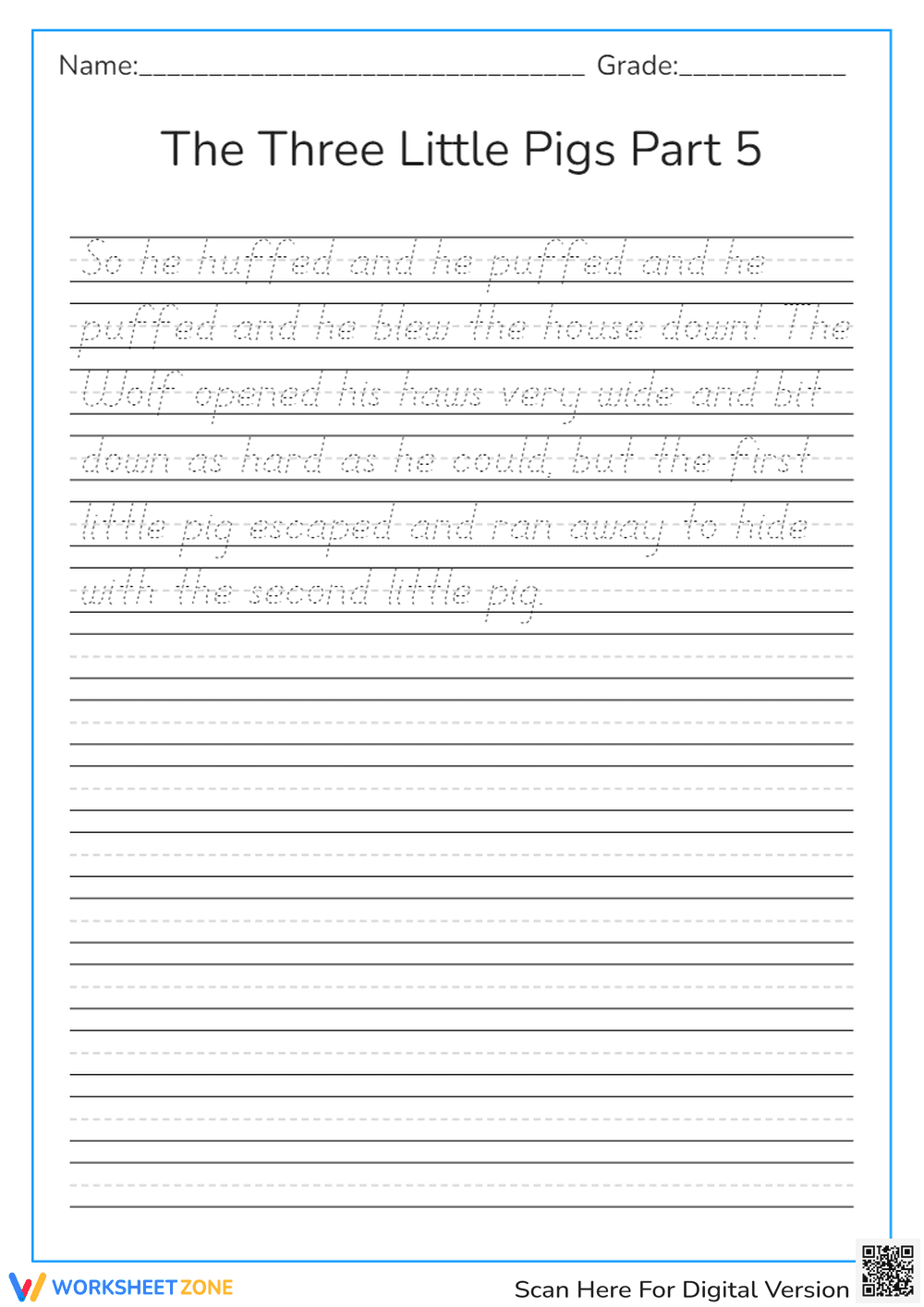 Handwriting Practice: Three Little Pigs Part 5 - Page 1