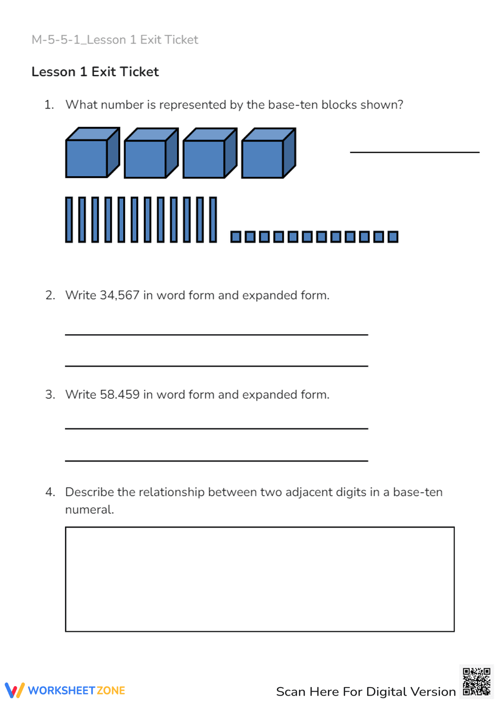 M-5-5-1_Lesson 1 Exit Ticket and KEY - Page 1