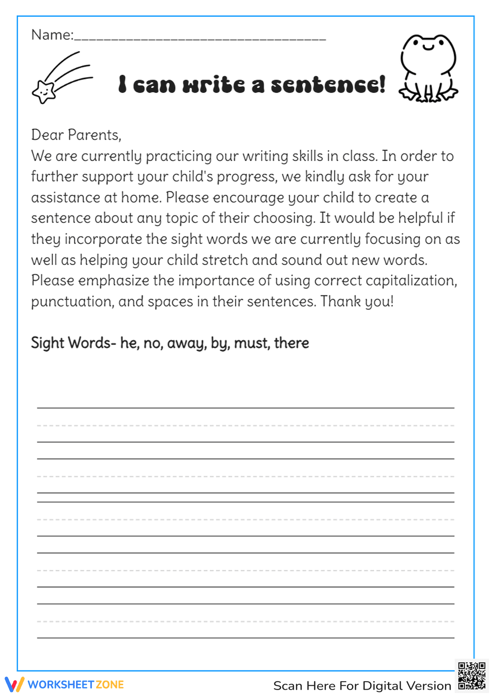 Writing Practice for Kids: Make a Sentence - Page 1
