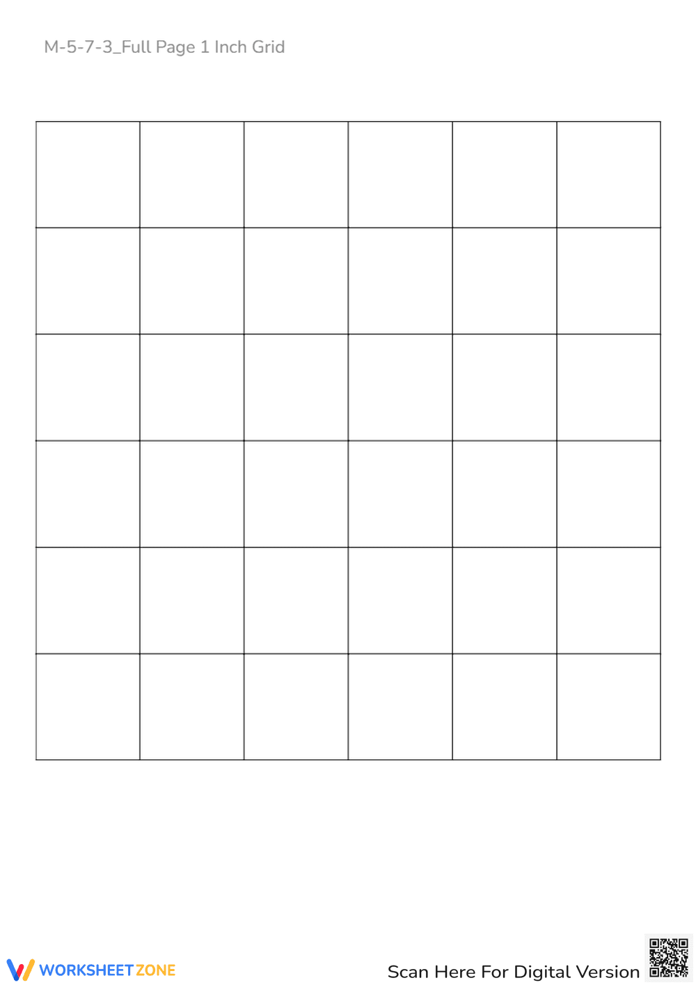 Printable 1-Inch Grid Paper - Graphing, Art & Math Activities - Page 1