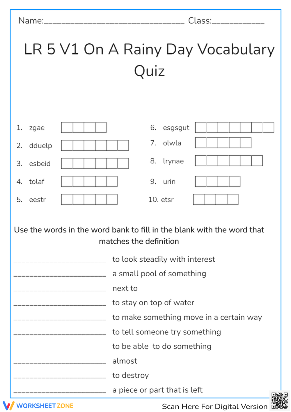 leveled R on a rainy day quiz - Page 1