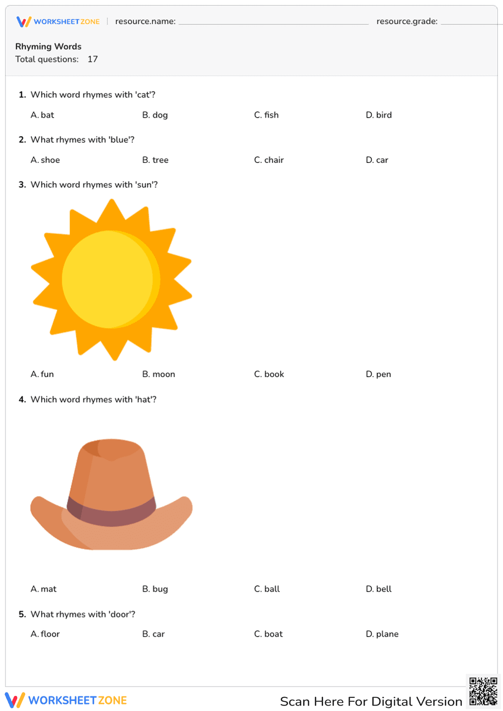 Rhyming Words - Page 1