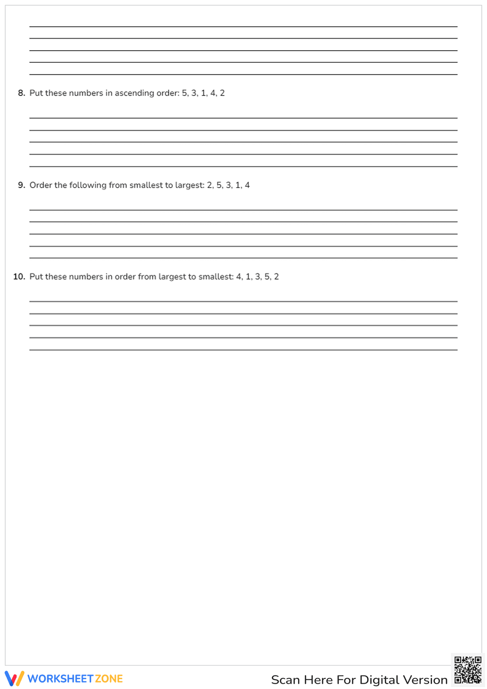 Put Numbers Up to 5 in Order Quiz - Page 2