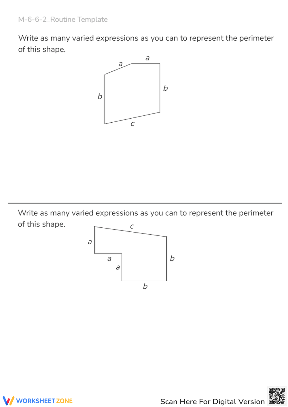 Perimeter Expressions: Algebra Practice with Polygons (Grades 5-7) - Page 1