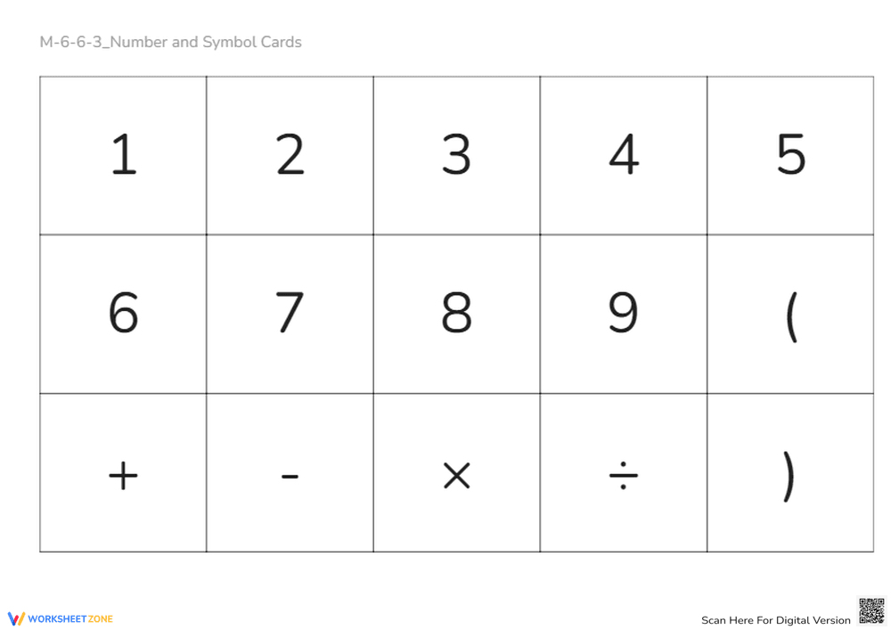 Number & Symbol Cards: Math Basics for Early Learners - Page 1
