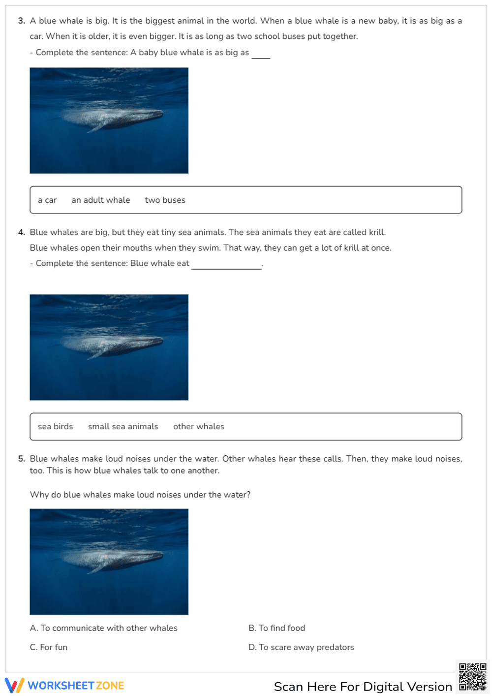 Earth Day Sea Animals Reading Comprehension - Page 2