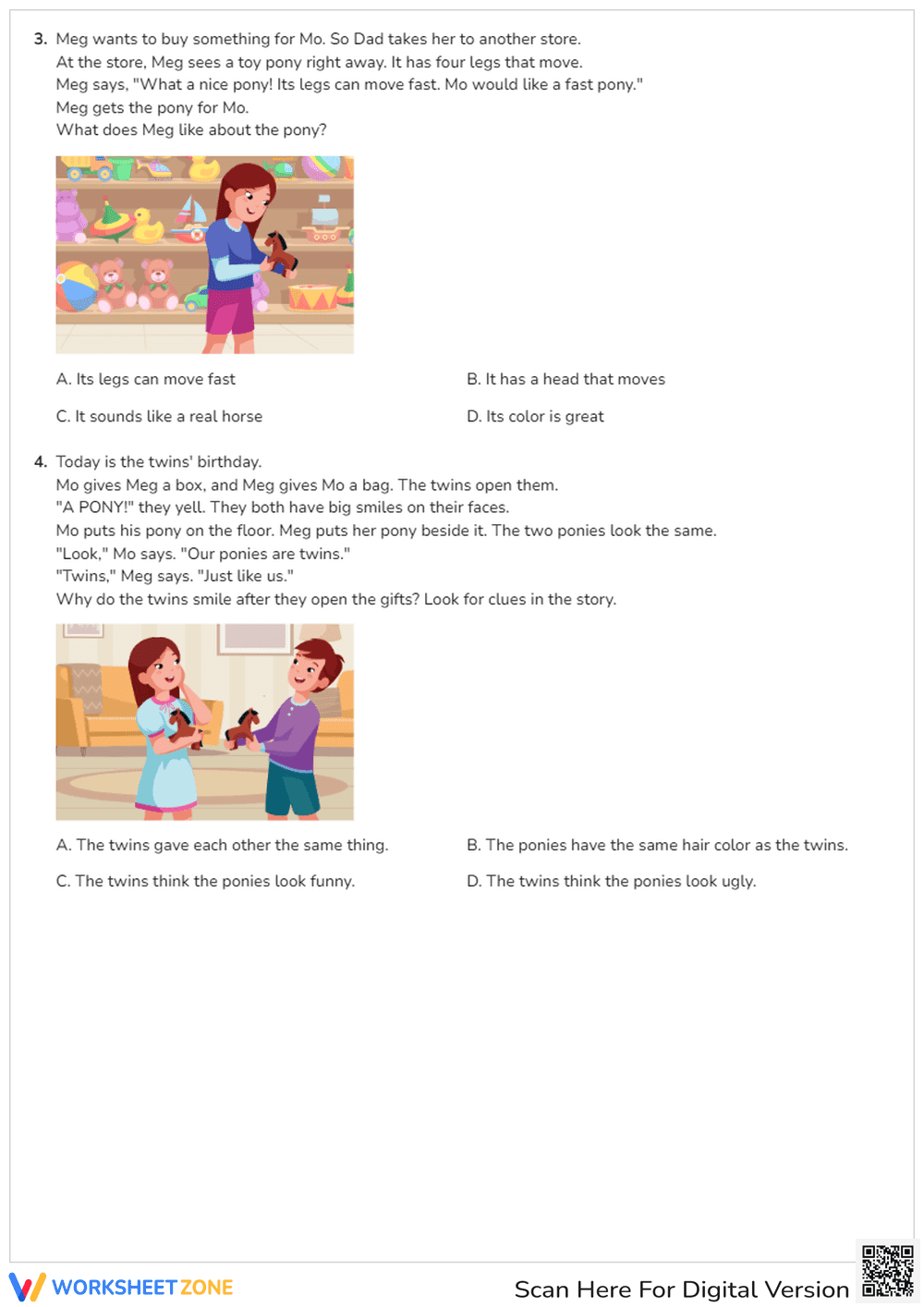 The Old Pony - Read Realistic Fiction Comprehension Quiz - Page 2