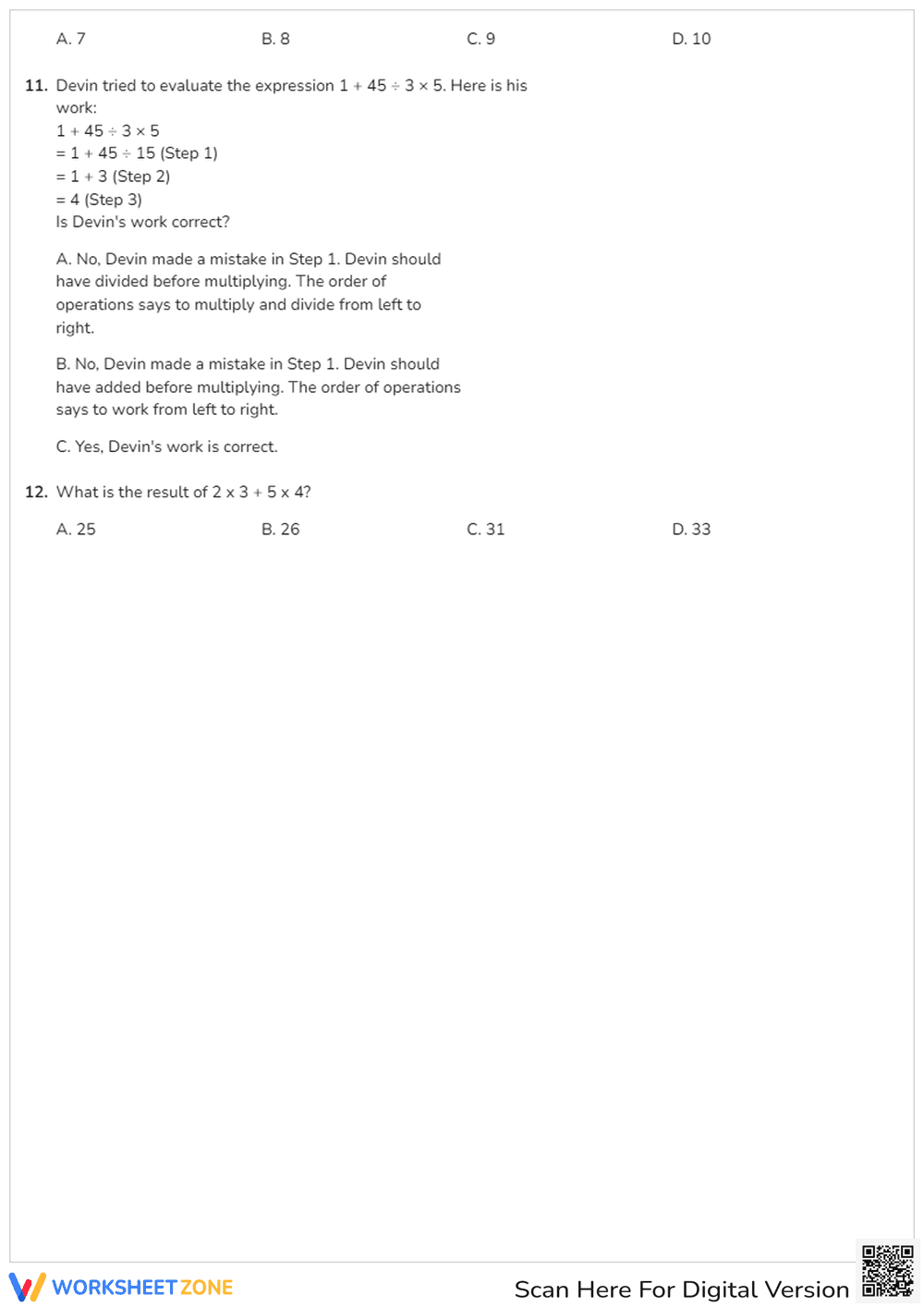 Understanding and Applying Order of Operations - Page 2