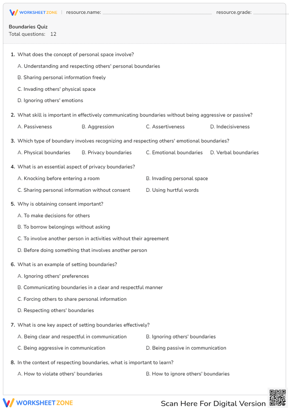 Boundaries Quiz - Page 1