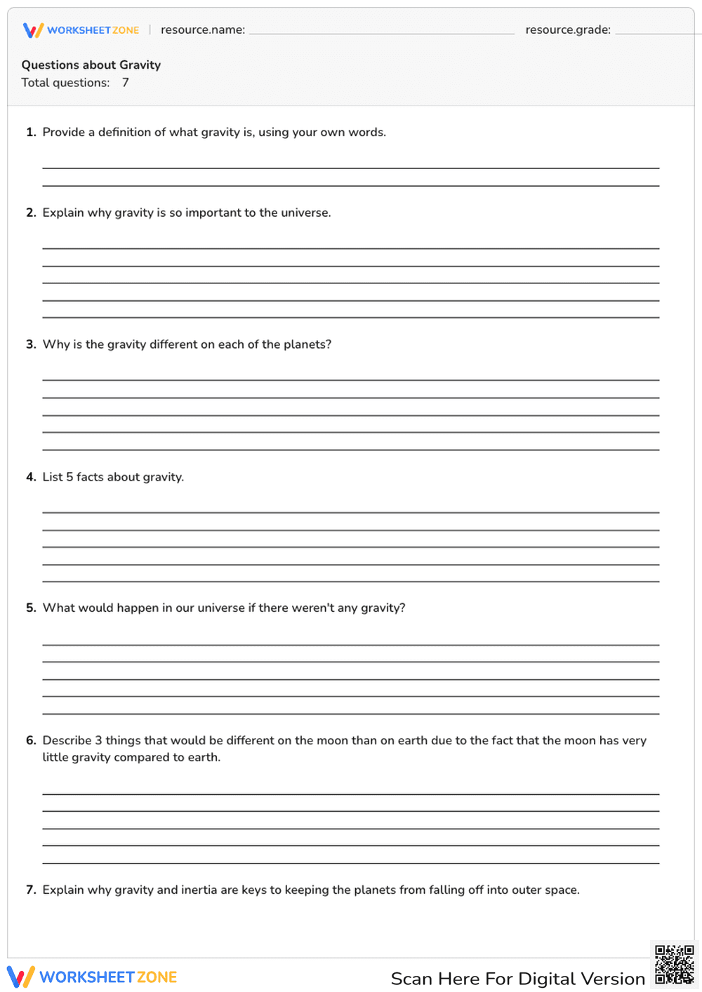 Questions About Gravity: An Educational Quiz - Page 1