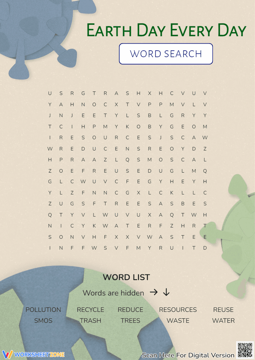 Earth Day Every Day Word Search - Page 1