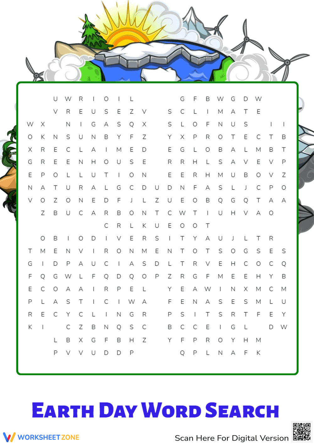 Earth Day Word Search - Page 1