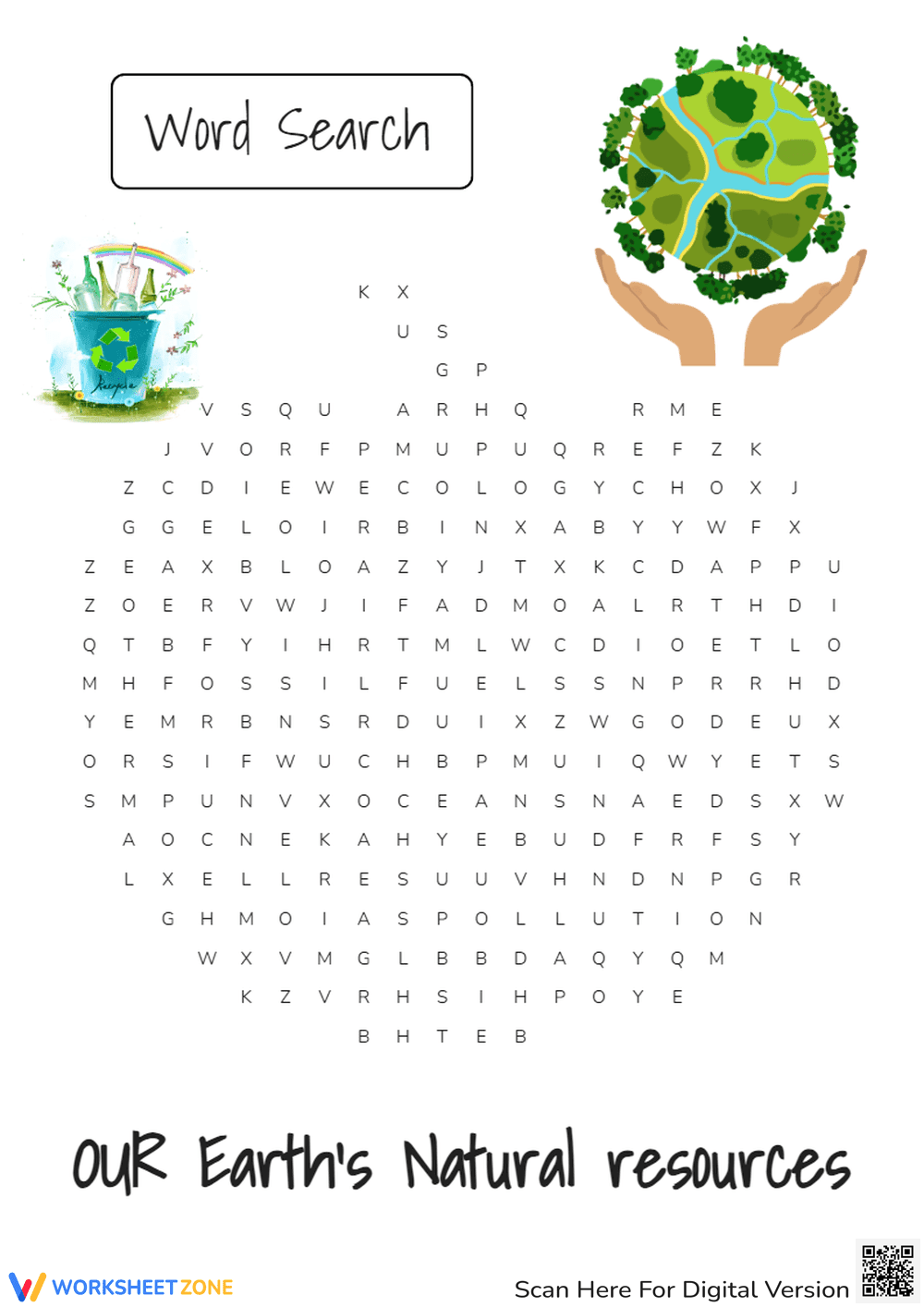 Earth's Natural Resources Word Search Puzzle - Page 1