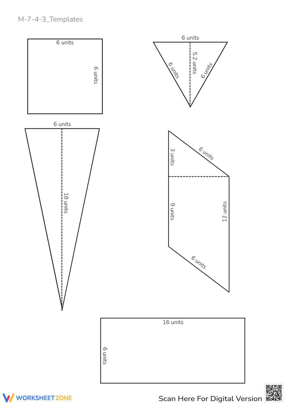 2D Shapes Template Worksheet - Geometry Dimensions Practice - Page 1