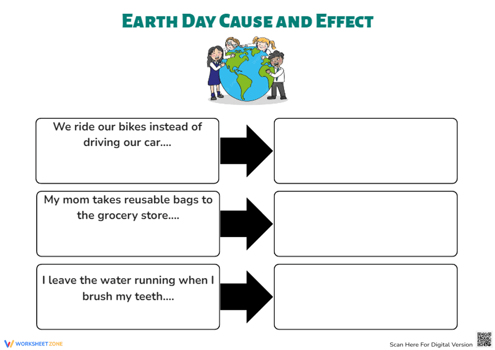 Earth Day Cause and Effect Worksheet - Page 1