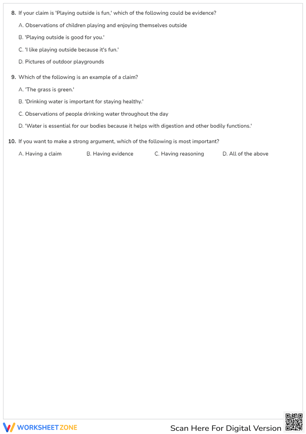 Claim, Evidence, and Reasoning: Building Arguments - Page 2