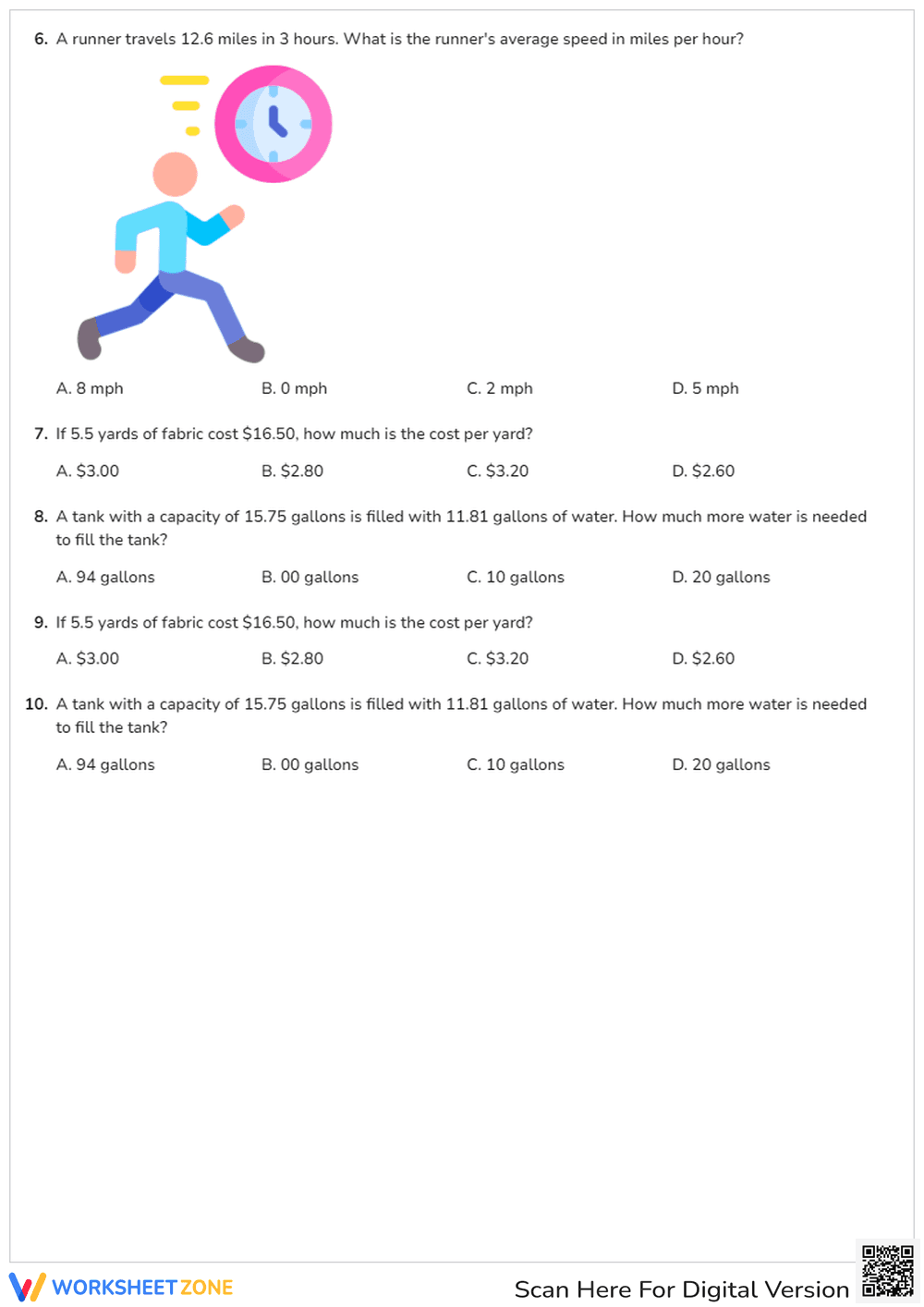 Division with decimal quotients: word problems - Page 3