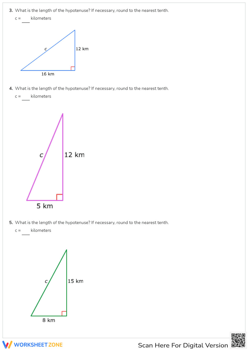 Hypotenuse Length with Pythagorean Theorem - Page 2