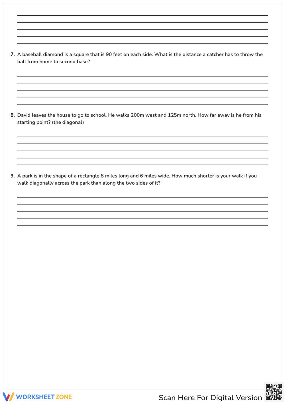 Pythagorean Theorem Word Problems - Page 2