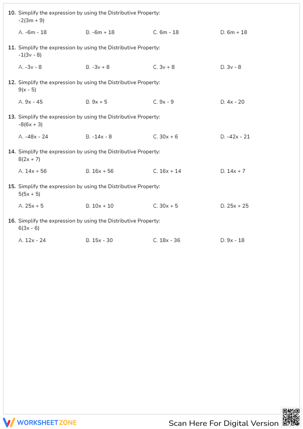 Distributive Property Practice - Page 2