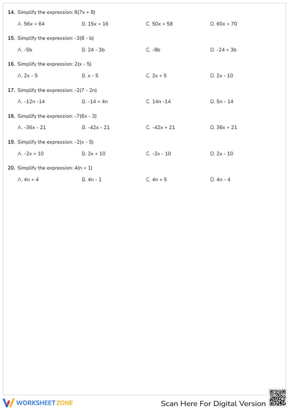 Distributive Property of Multiplication - Page 2