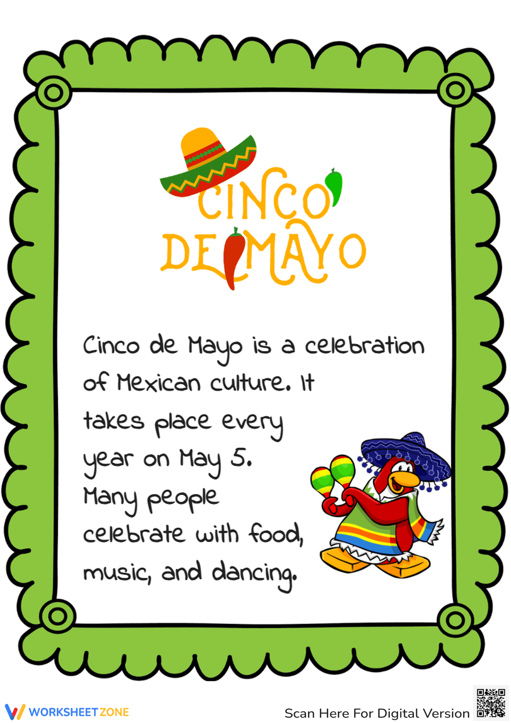 Cinco de Mayo Reading Comprehension - Page 1