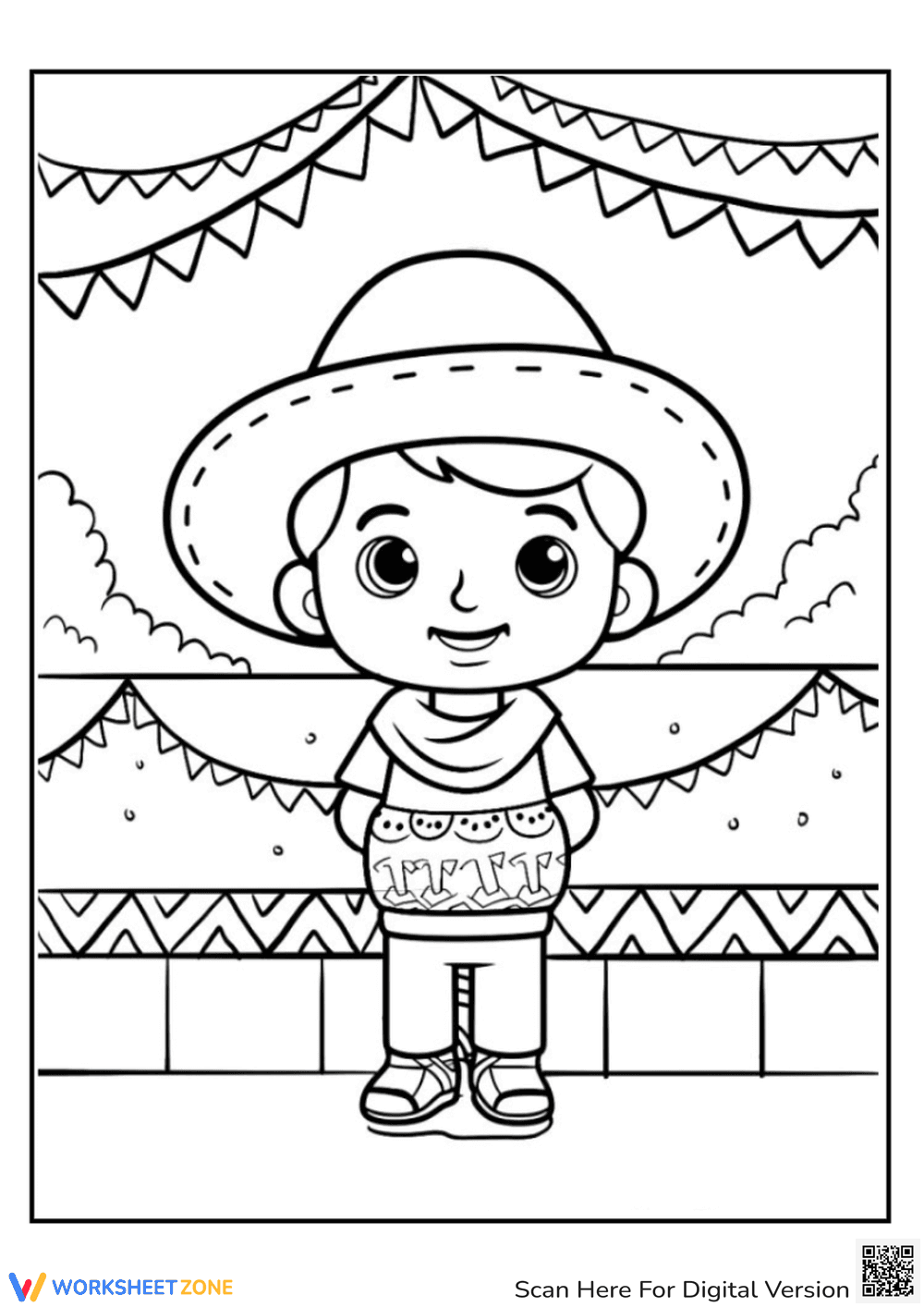 Mexican Girl Coloring Page - Page 1