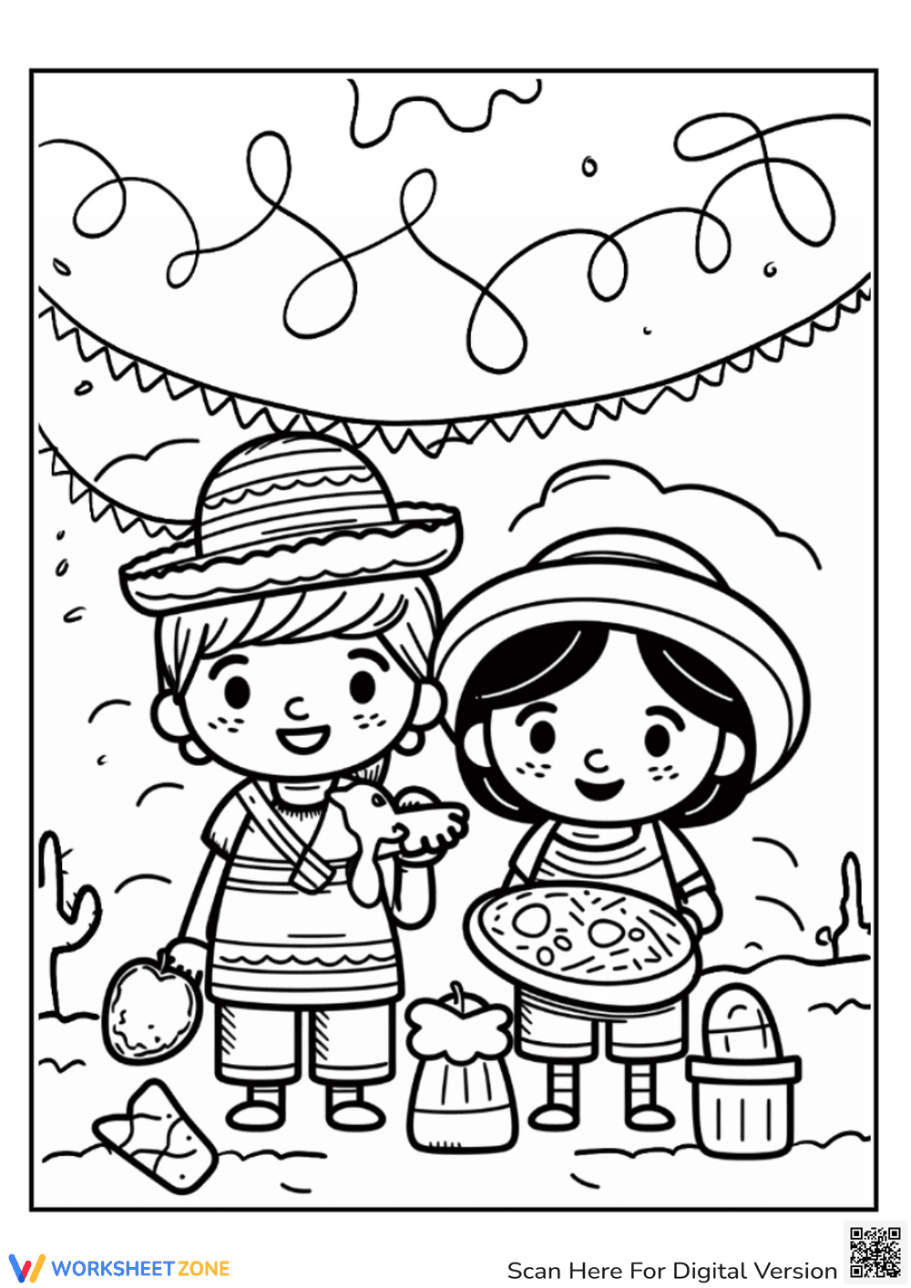 Creative Coloring Page: Mexican Girl - Page 1