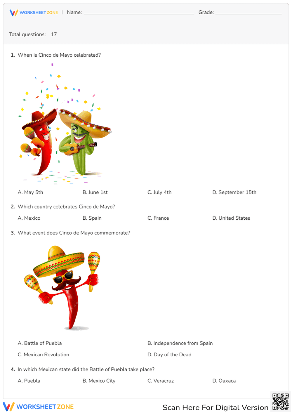 Cinco de Mayo Trivia and History Quiz - Page 1