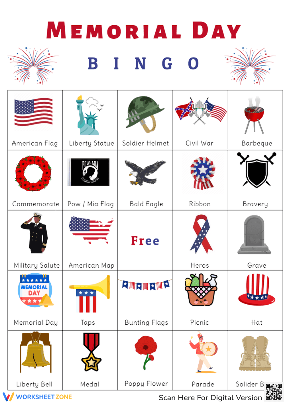 Printable Memorial Day Bingo for Celebration - Page 1