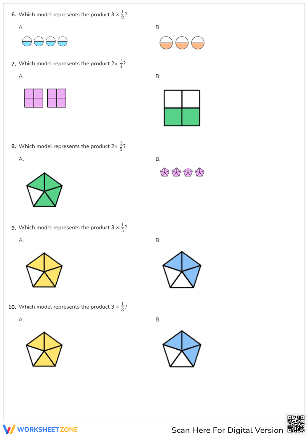 Multiply unit fractions by whole numbers - Page 2