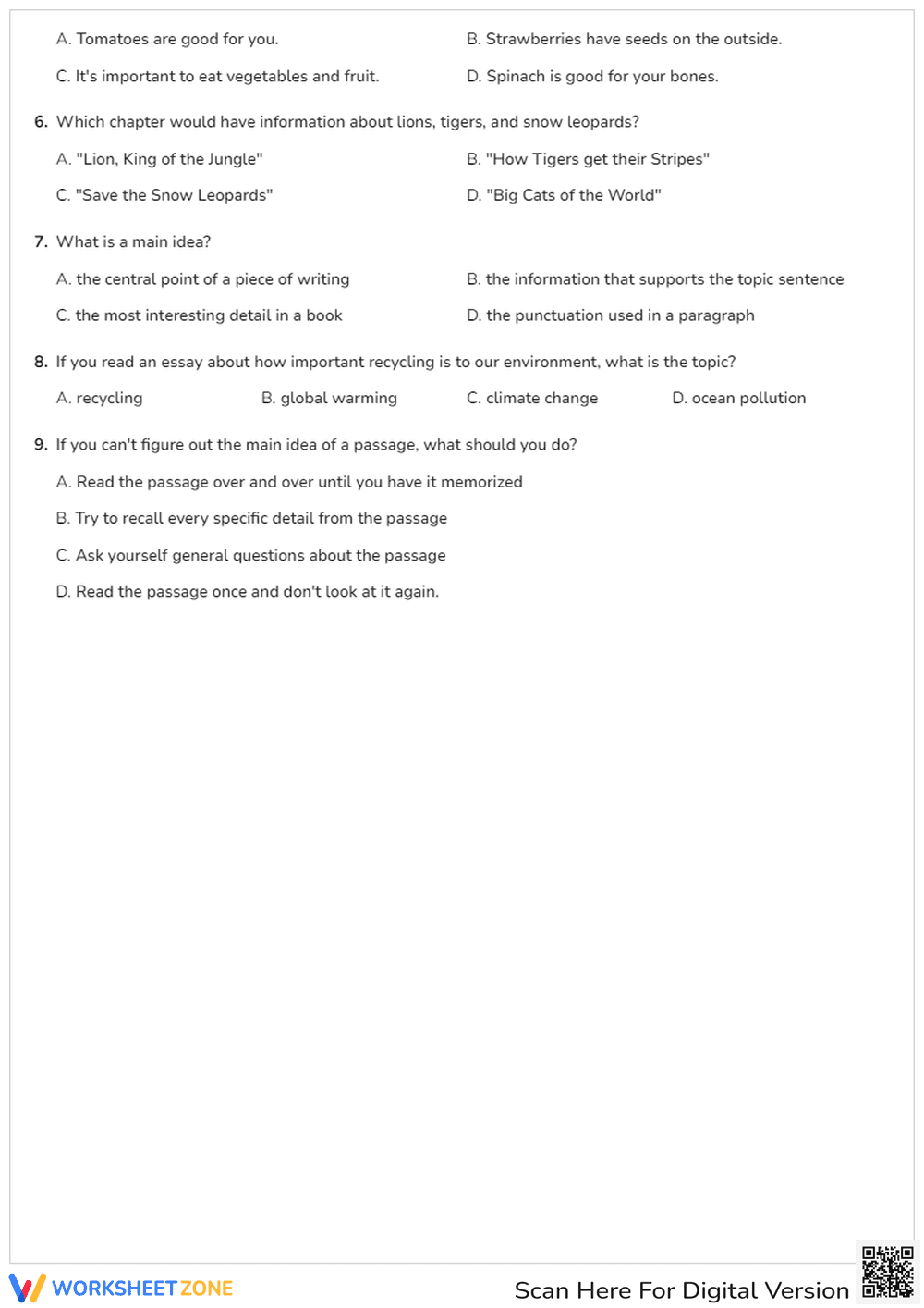 Determining the Main Idea in Various Passages - Page 2