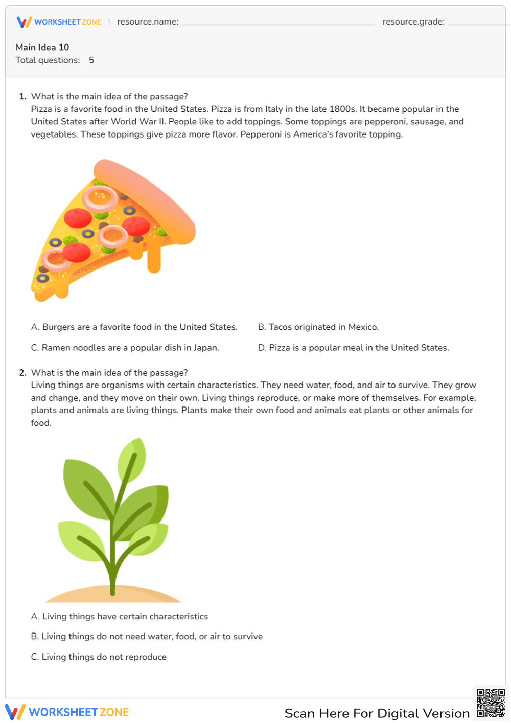 Identifying the Central Idea in Passages - Page 1